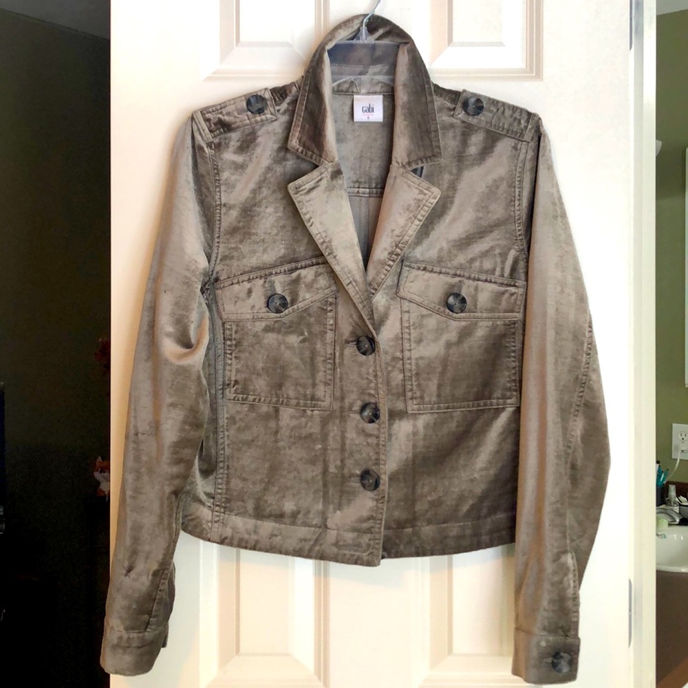 Cabi Grey velvet bomber